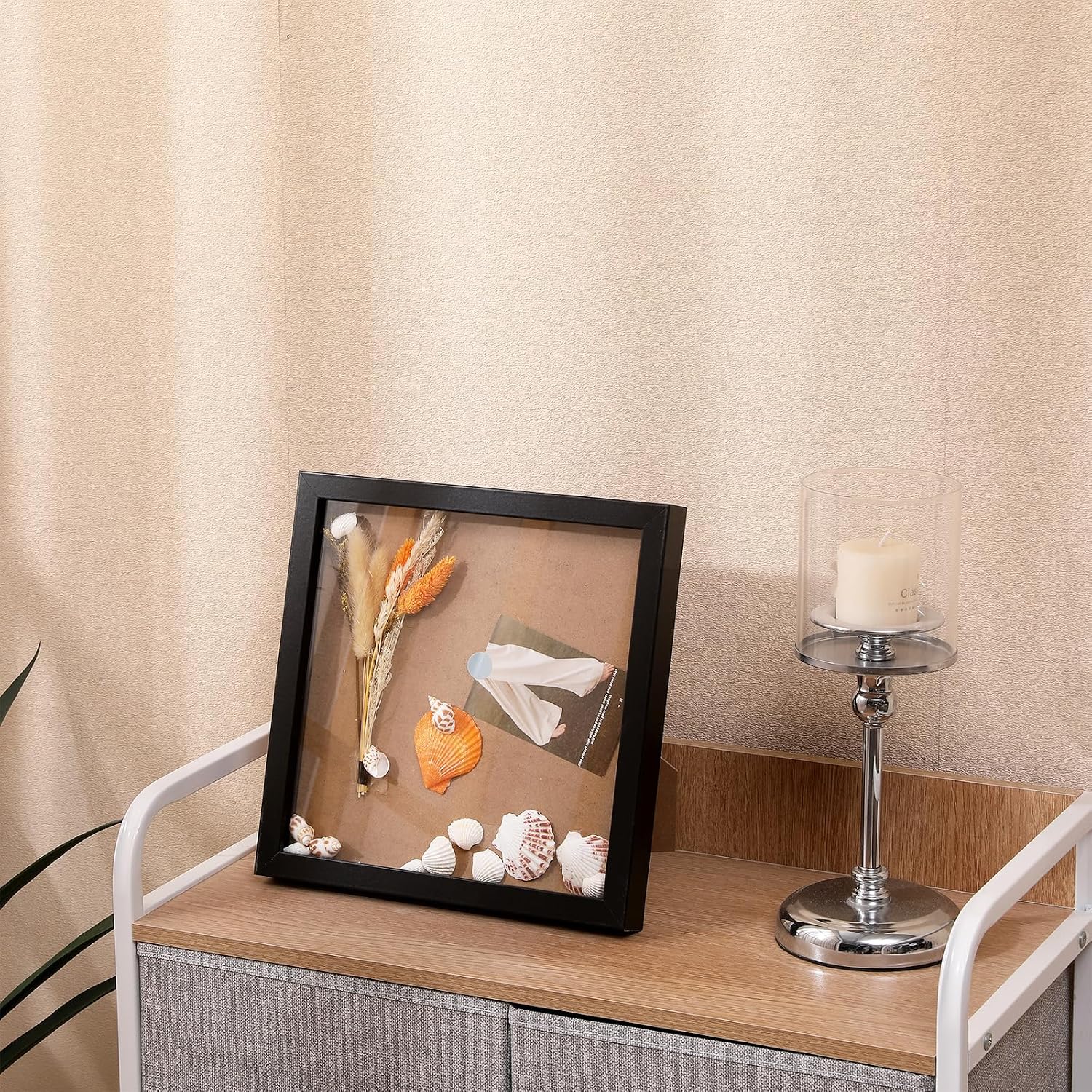 Muzilife 10x10 Shadow Box 3D Picture Frames, Wood, Real Glass, White,2 Pack | FSC-Certified MDF | With Stand | Tabletop
