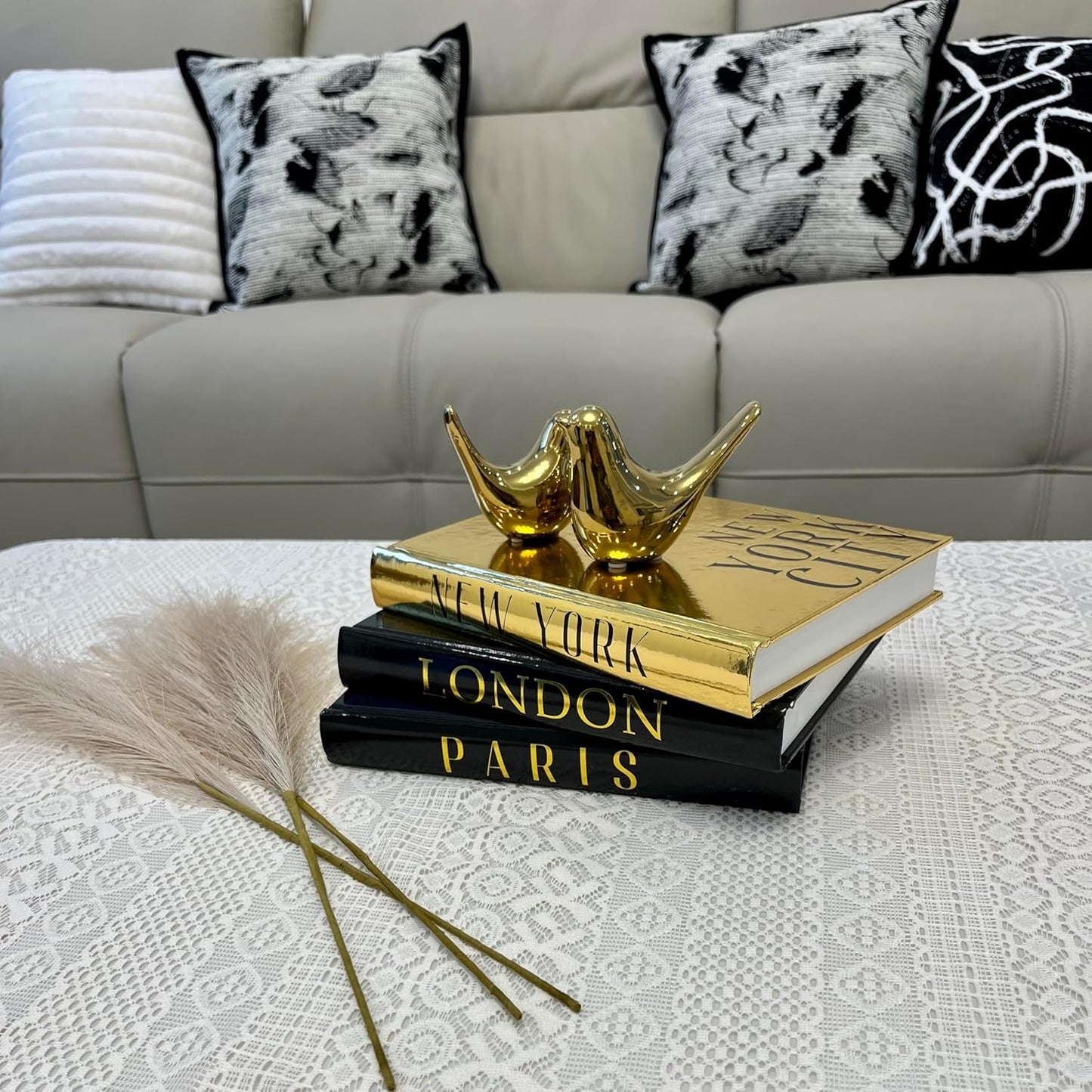 Modern Style Coffee Table Book Decor / Gold