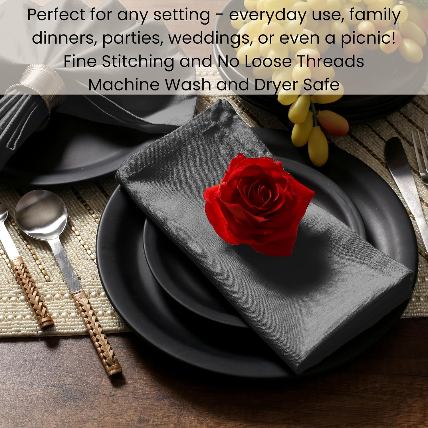 Cloth Dinner Napkins Set of 12 - Perfect Everyday Use Table Napkins - Soft Durable Washable - Ideal for Party Wedding