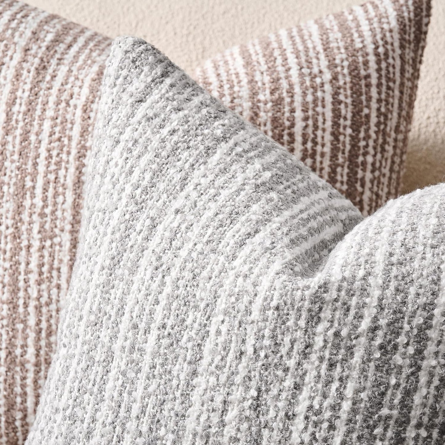 Soft Stripe Chenille Decorative Covers / 18 x 18 / Camel / Set of 2