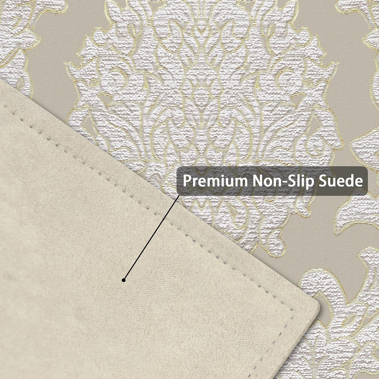 Loom and Mill Luxury Damask Jacquard Placemats Set of 6, Beige, 12x18 in | Non-Slip Table Place Mats for Home Kitchen