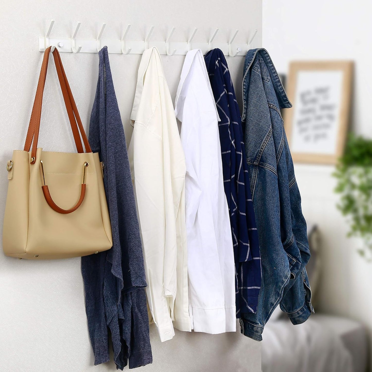 WEBI Coat Rack Wall Mounted,10 Hooks,30" Long Coat Hooks Wall Mount,Coat Hanger Wall,Hook Rack,Jacket Hooks for Hanging