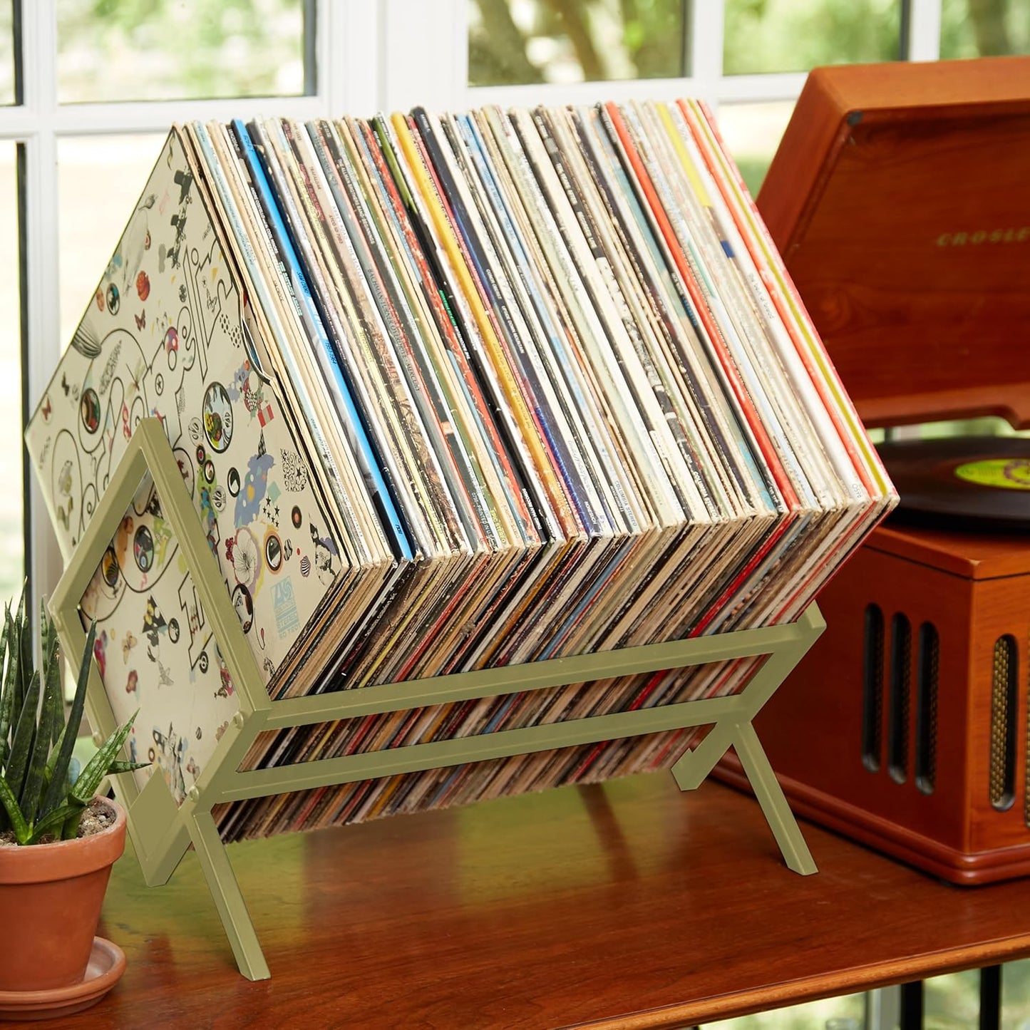MODERN VINYL Record Storage Holder - Vinyl Record Holder Stand 80-100 LP - Vinyl Record Storage RacK - Quick Assebmly