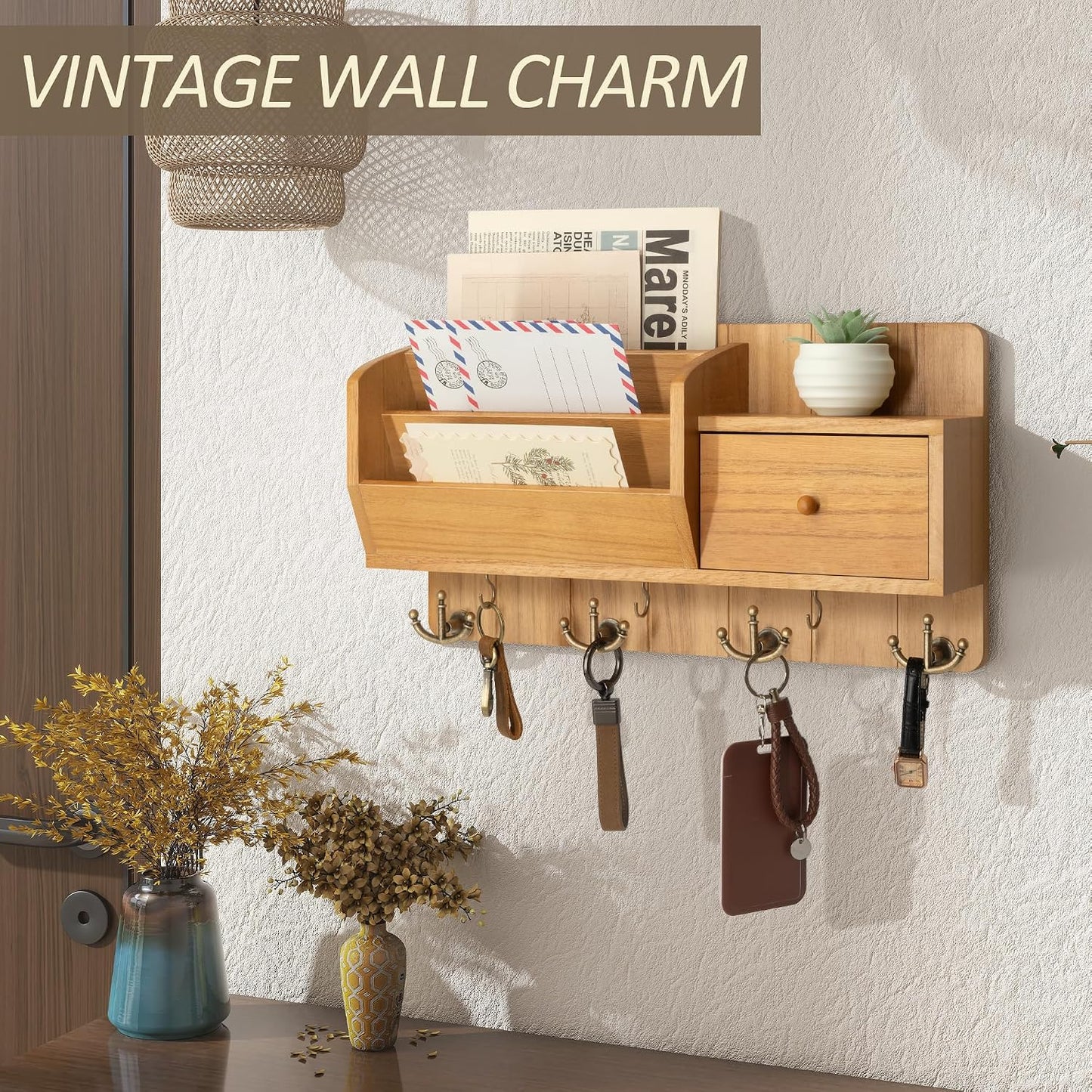 Modern Farmhouse Key and Mail holder / Yellow