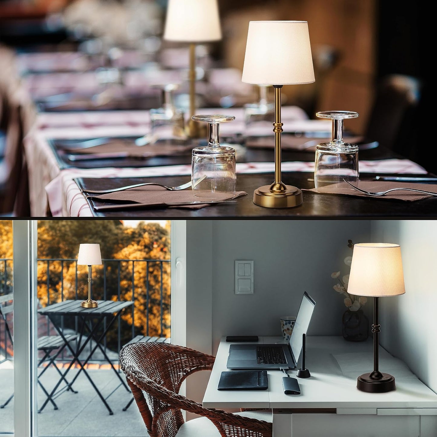 O’Bright Seraph - Cordless LED Table Lamp with Dimmer, Built-in Rechargeable Battery, 3-Level Brightness, Patio Table