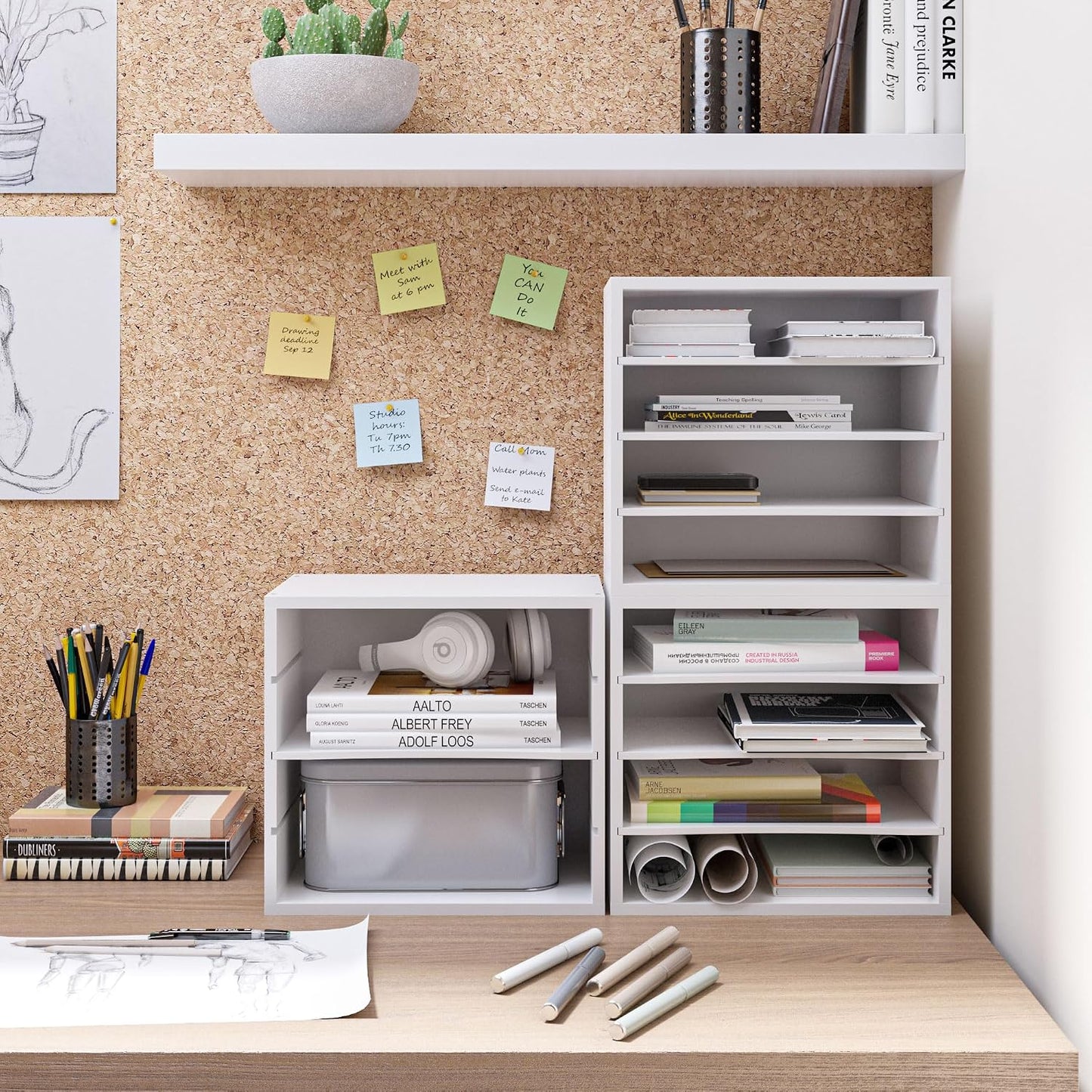 Ballucci 4-Tier Paper Organizer for Desk, Stackable Organizer Tray, Desk Storage Shelves, Stacking Letter Paper Tray