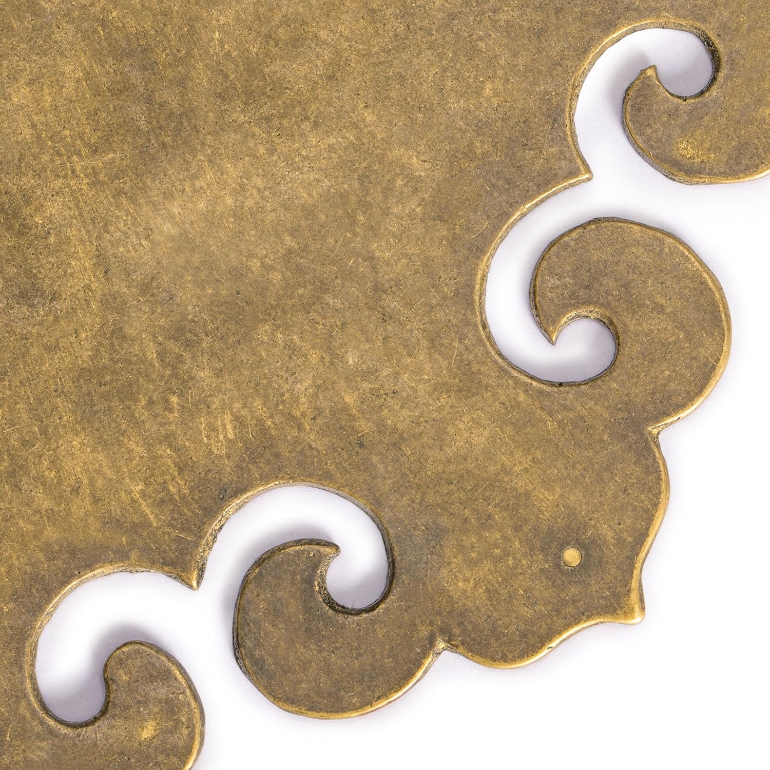 Brass Curled Box Corner Plate / Medium / Set of 2