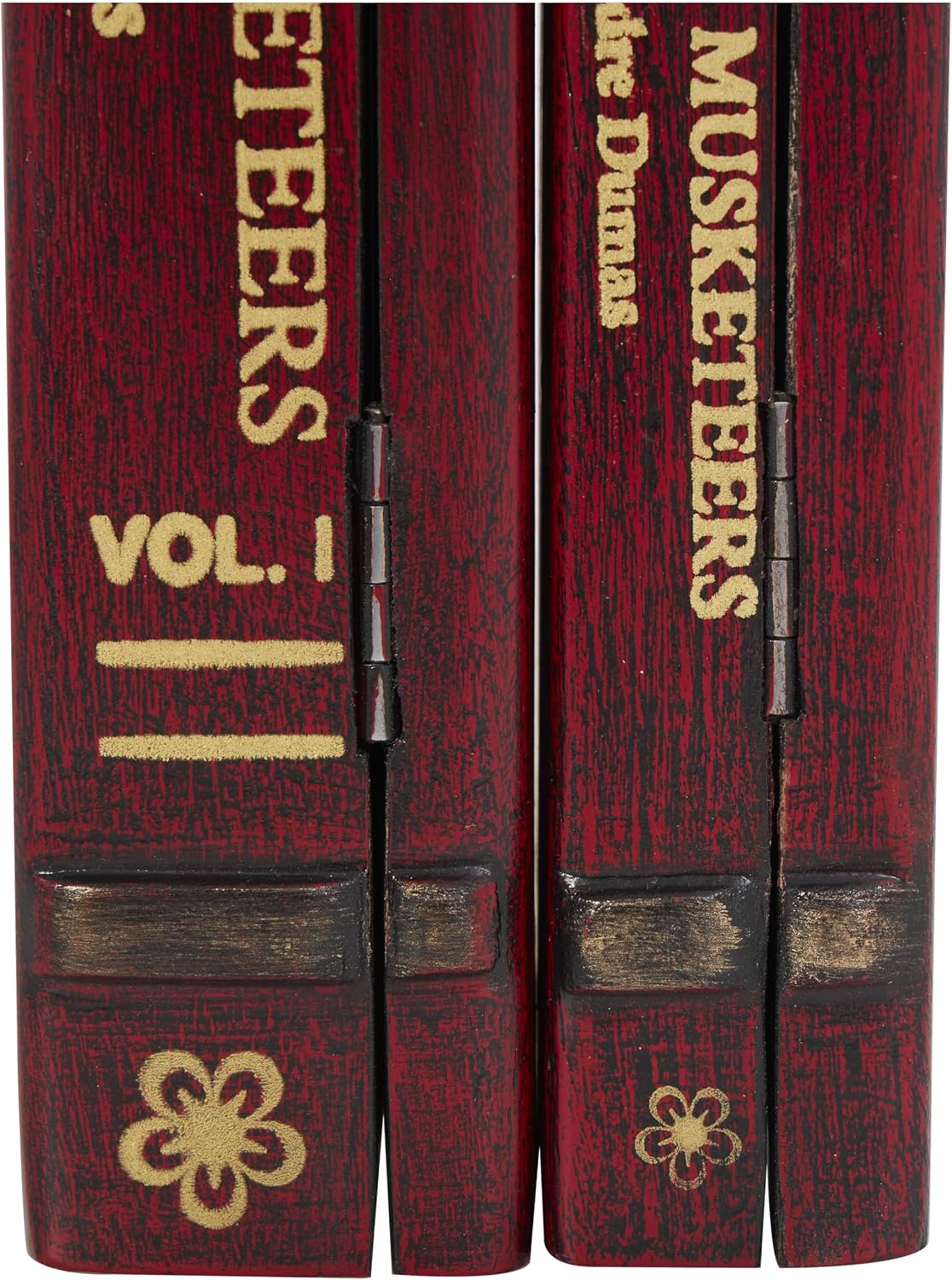 Wooden Decorative Box "The Three Musketeers" Storage Faux Book / Red / 11", 9"W / Set of 2