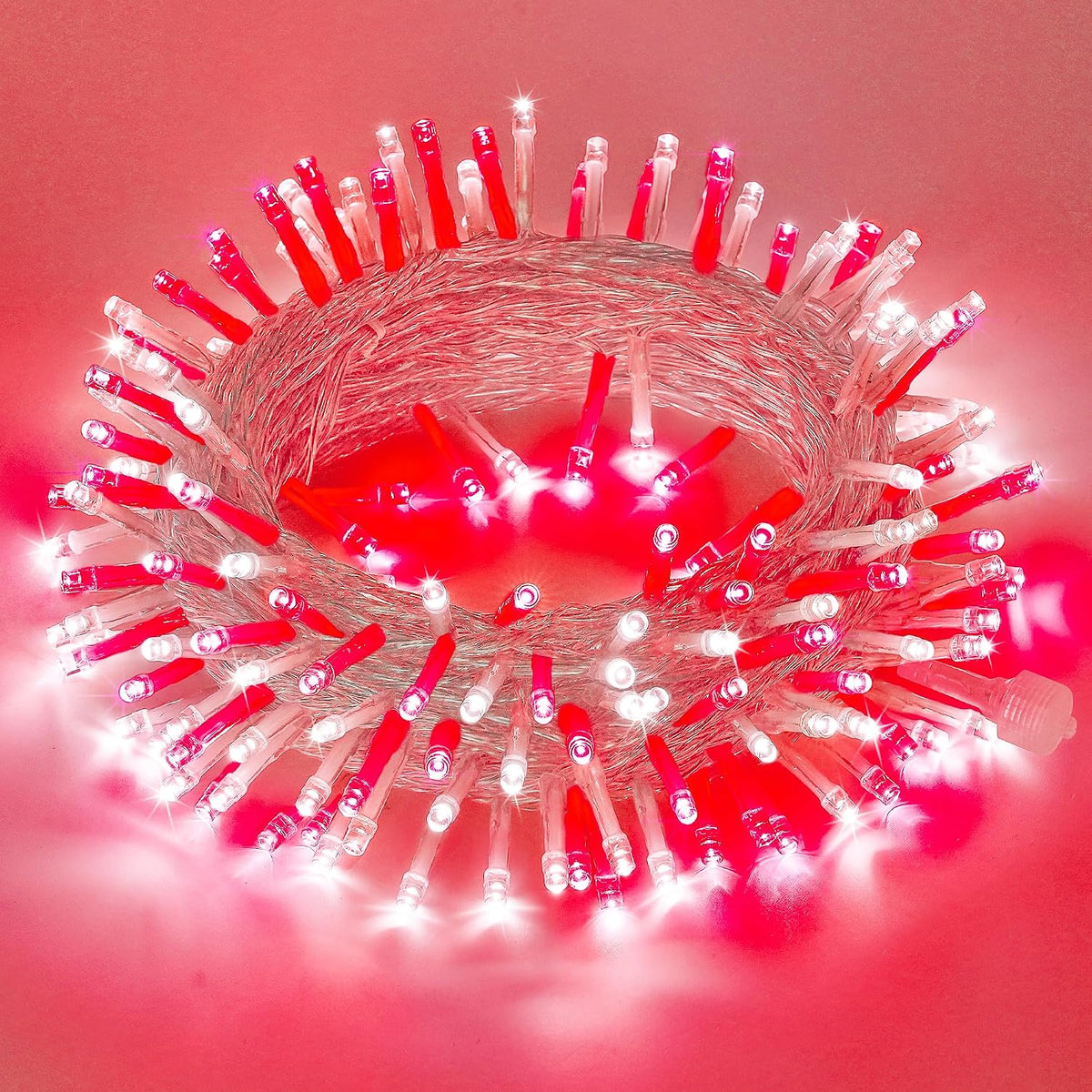 JMEXSUSS 200 LED Red and White String Lights Indoor Outdoor