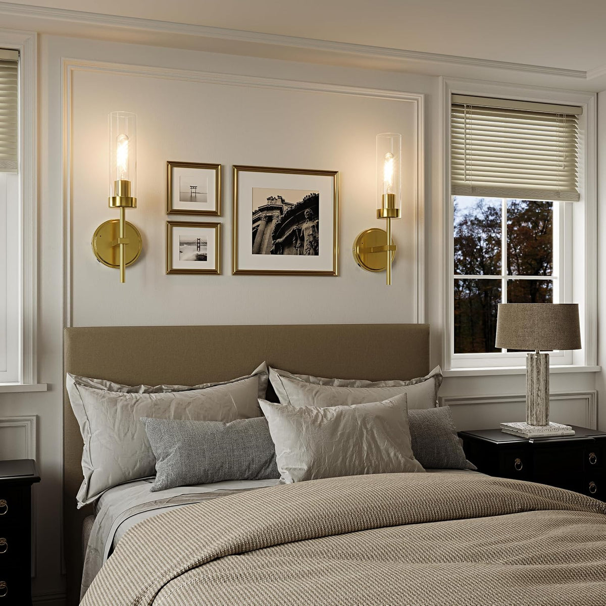 Gold Battery Operated Wall Sconce, Wireless Wall Sconces with Remote Control, Rechargeable 3000K Dimmable Wall Light