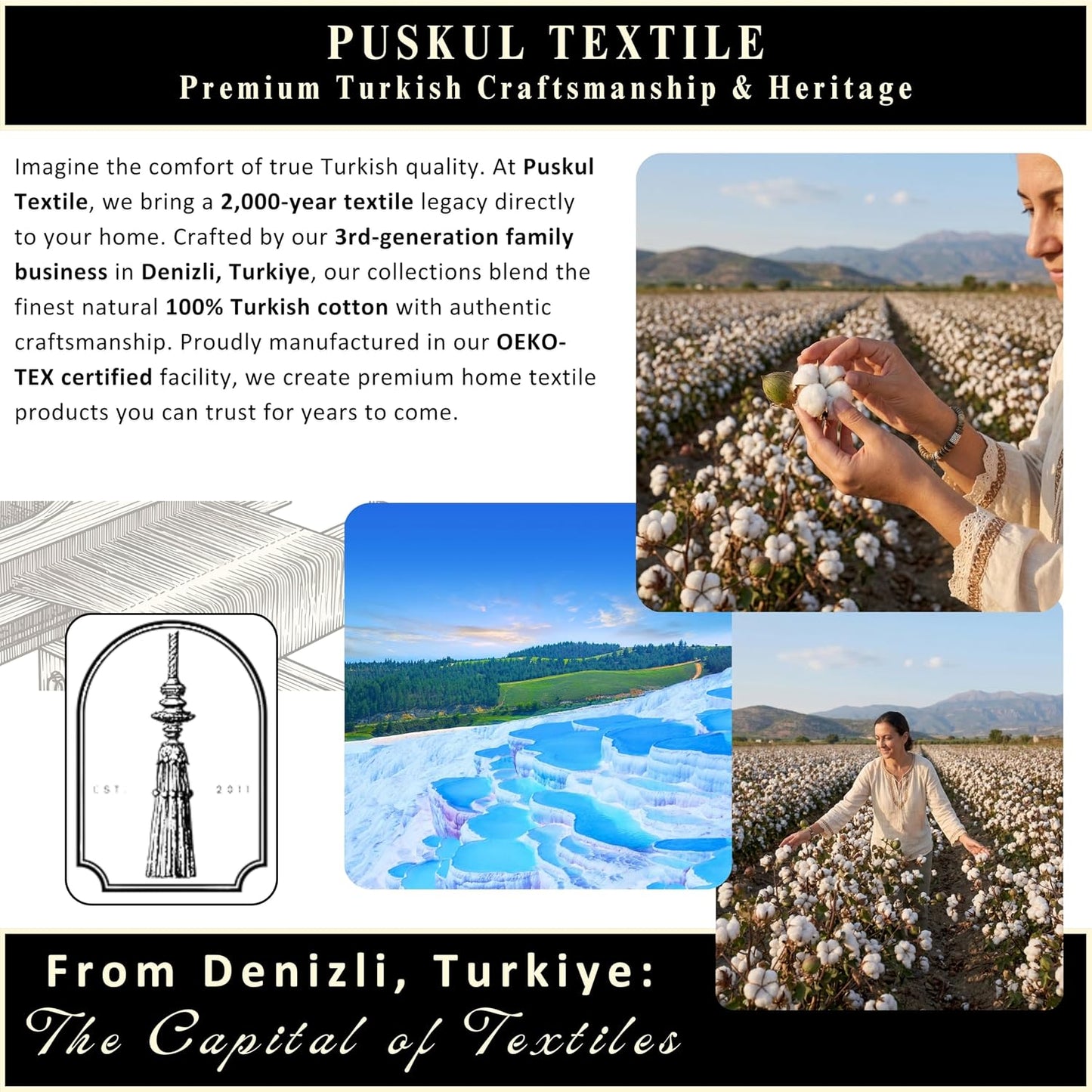 PÜSKÜL Natural 100% Turkish Cotton Waffle Bath Towels Set of 2, Extra-Large | Raw-Undyed, Oversize 32x63" Bath sheet