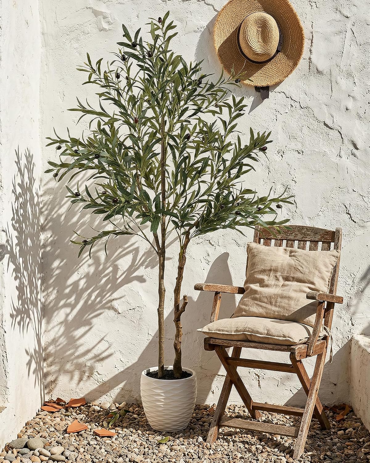 Fake Olive Tree Floor Plant / Matte Beige / 5.2 Inch