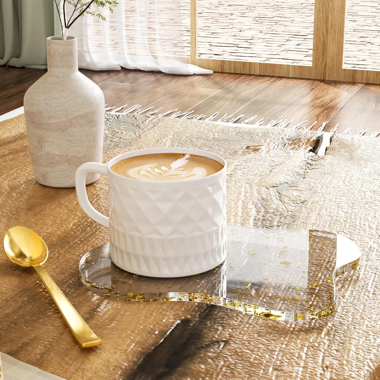 Acrylic /Set Coaster Decorative Plates / Gold / Set of 2