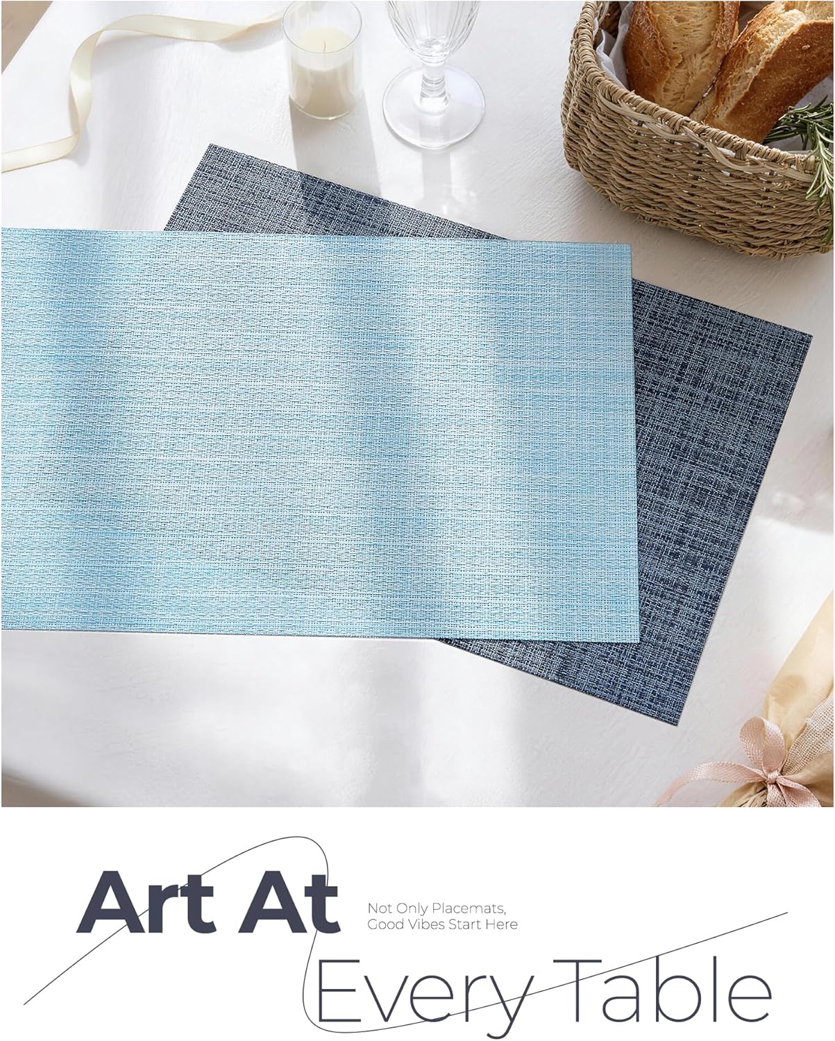 Deep Navy Woven Placemats / C1- Deep Navy / Set of 8