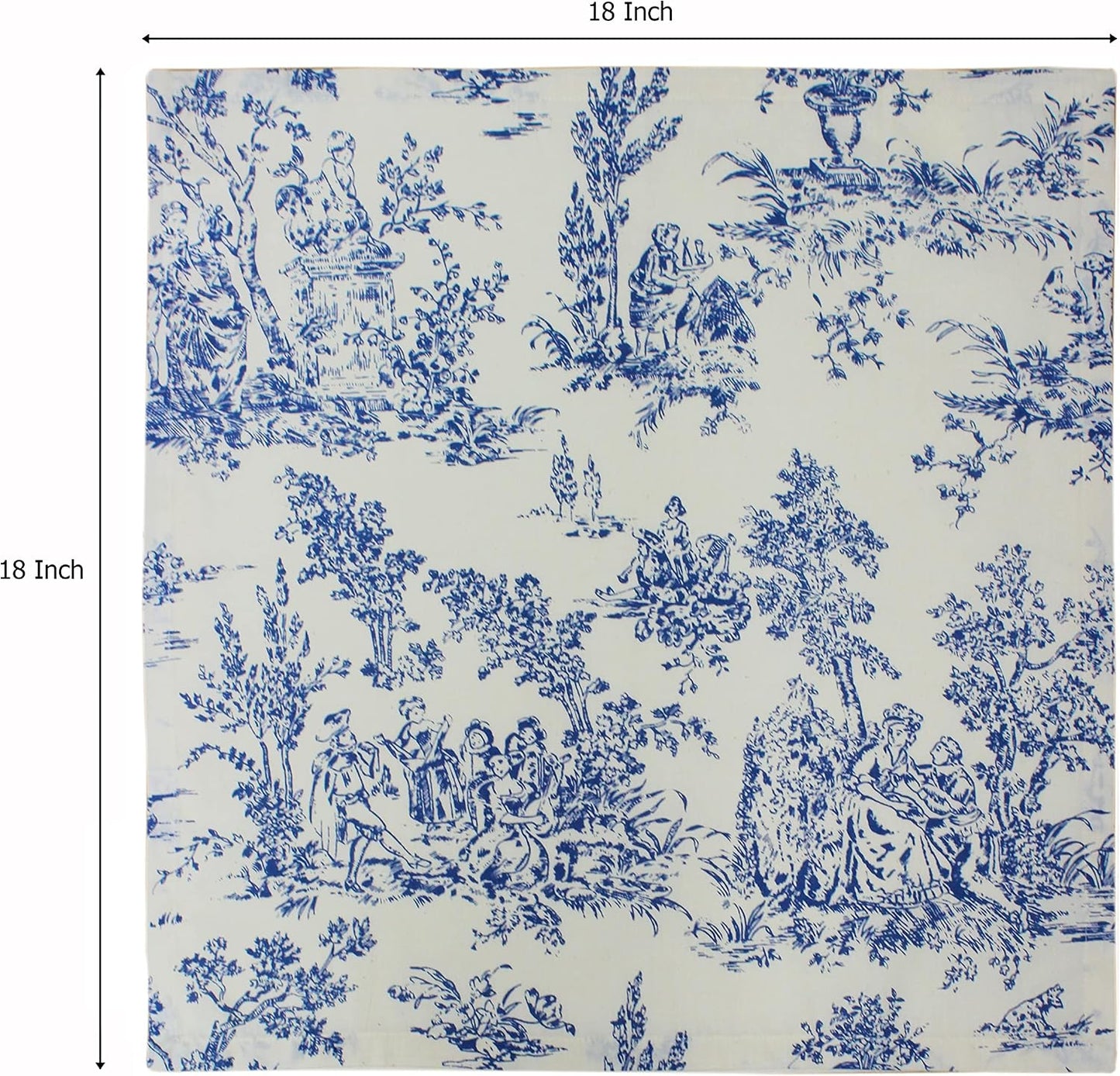 COTTON CRAFT Cloth Napkin - French Country Toile 12 Pack 100% Cotton Napkin | 18x18 inches - Blue - Soft Absorbent