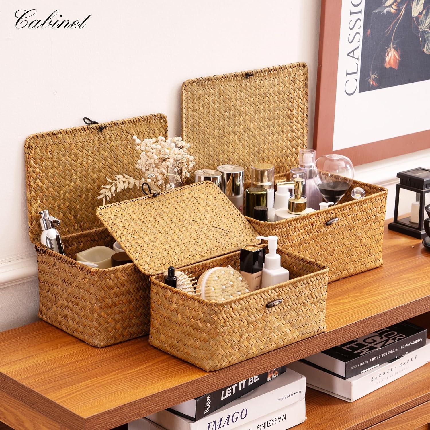Natural Seagrass Bin / Natural* / Set of 3