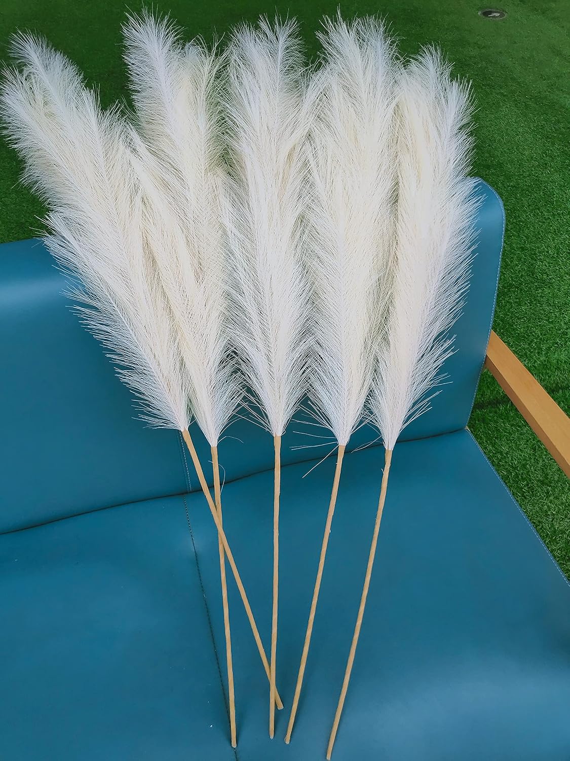 Cream Pampa " 8pcsTall Fluffy Feather Flowers / 43.3 / Faux Beige / Set of 8