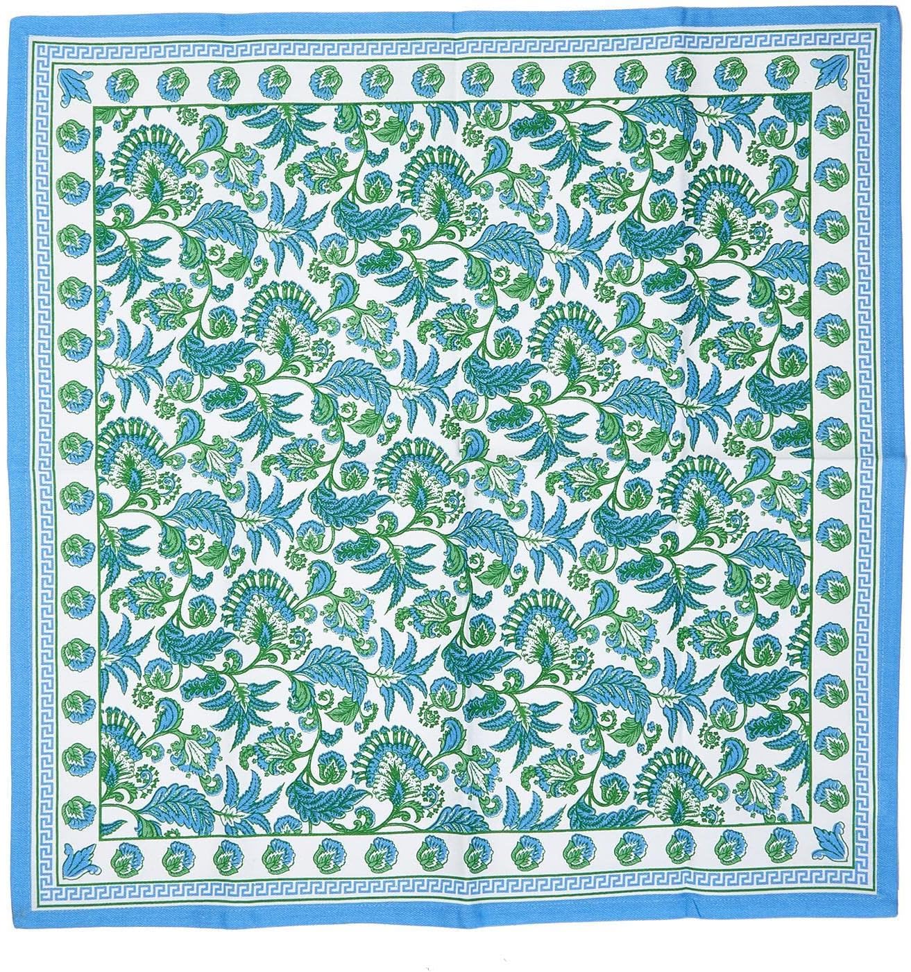 Two's Company Hampton Set of 4 Block Print Cloth Napkins - Cotton