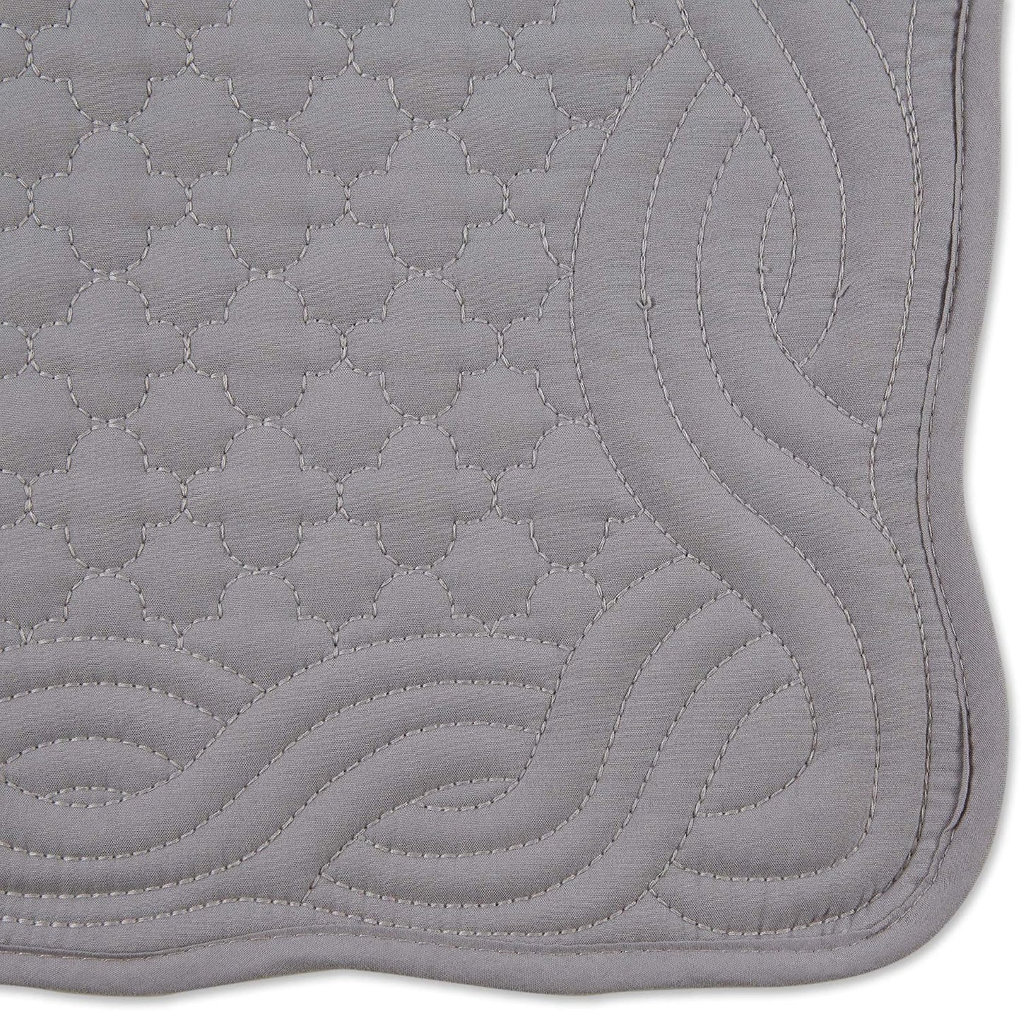 DII Quilted Farmhouse Collection Tabletop, Placemat Set, Gray, 6 Piece