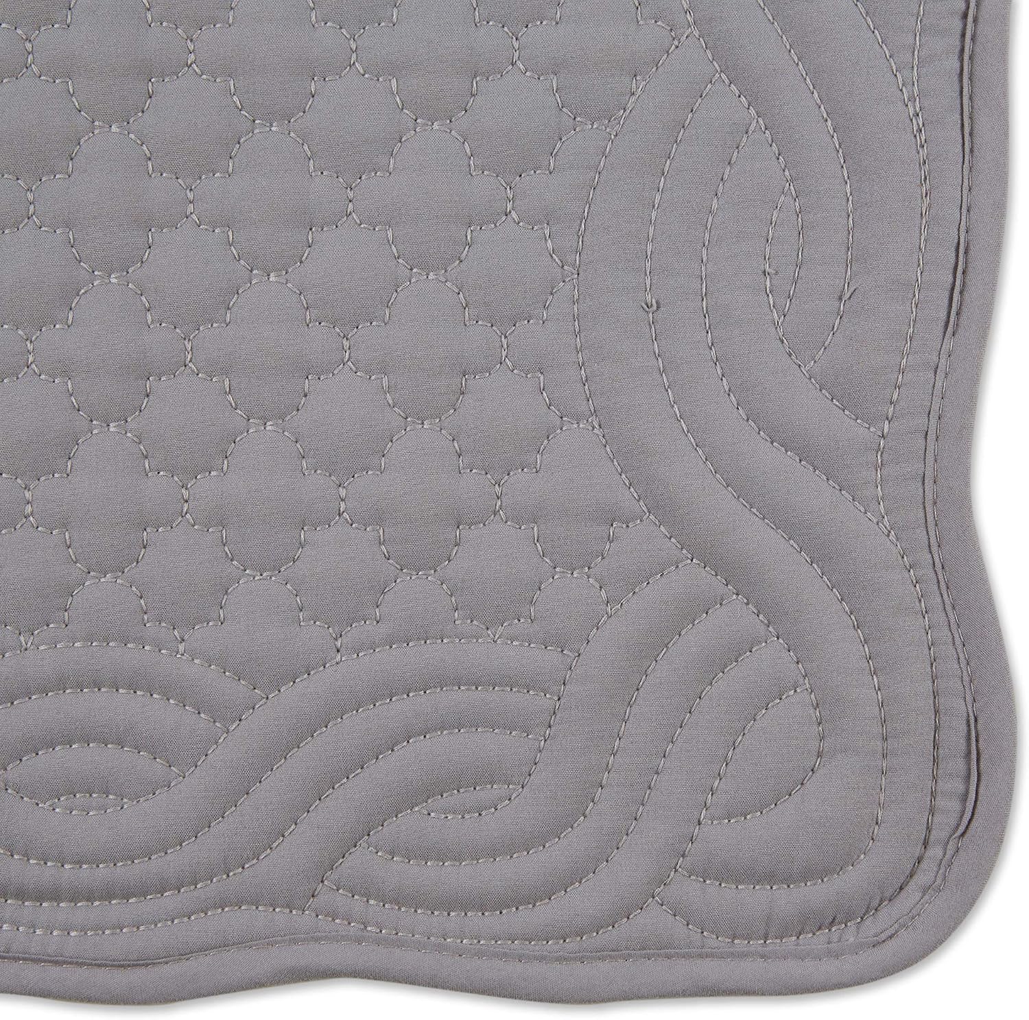 DII Quilted Farmhouse Collection Tabletop, Placemat Set, Gray, 6 Piece
