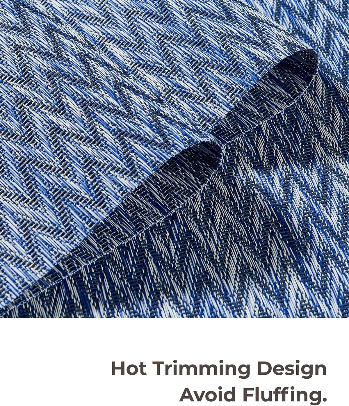 Leetaltree Woven Vinyl Placemats Set of 12,Blue Zigzag | High Density，Stain Resistant, Easy to Clean, Washable Table