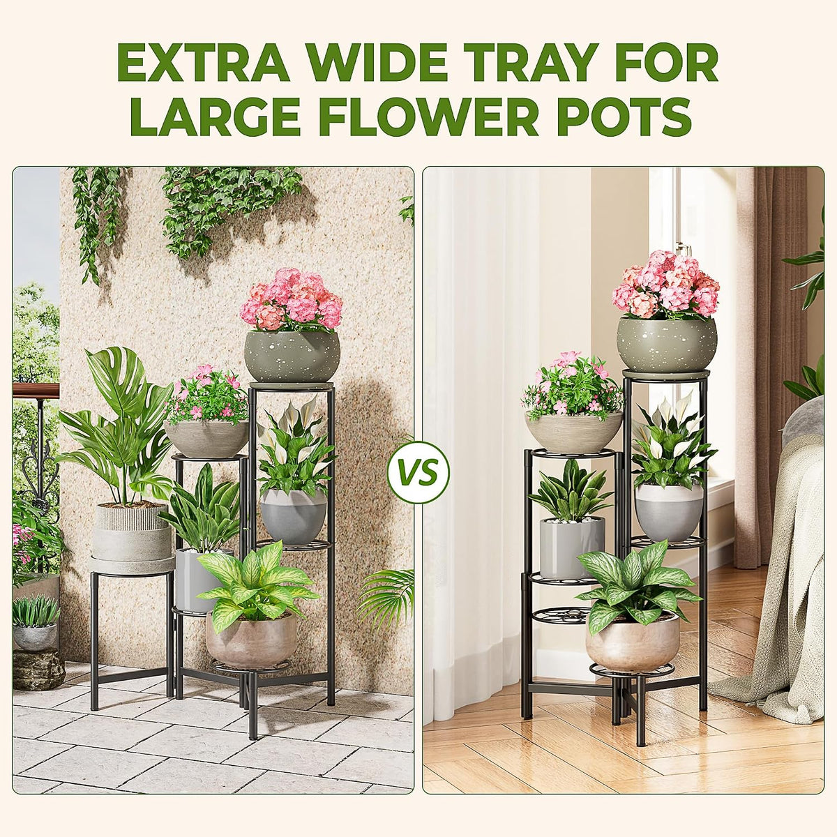 6 Tier Metal Plant Stands Outdoor Indoor, Heavy Duty Flower Pot Holder Potted Display Rack Shelf, Tall Corner Plant