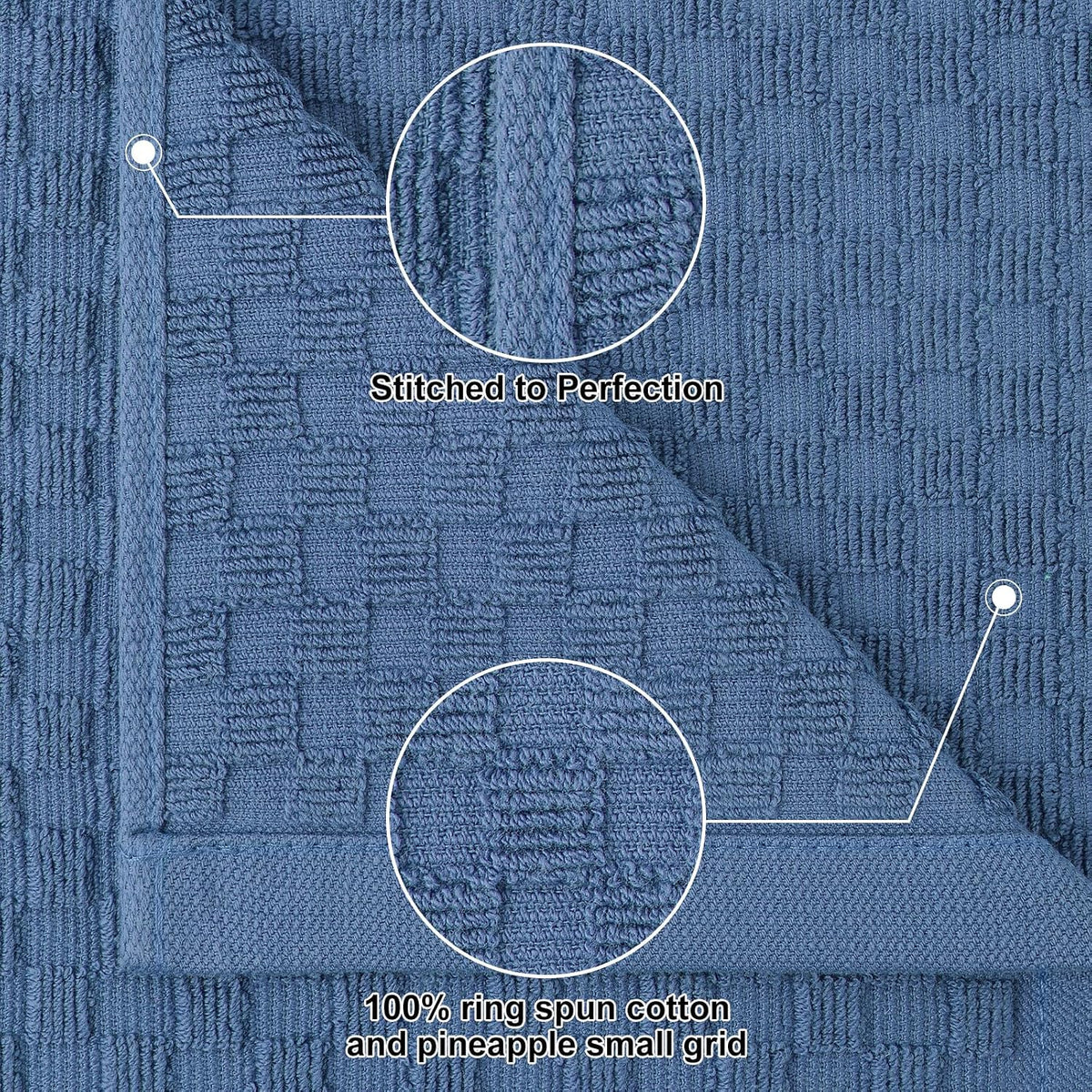 Homaxy 100% Cotton Terry Kitchen Towels(15" x 25", 12 Pack), Navy Blue | Soft and Super Absorbent Dish Towels, 380 GSM