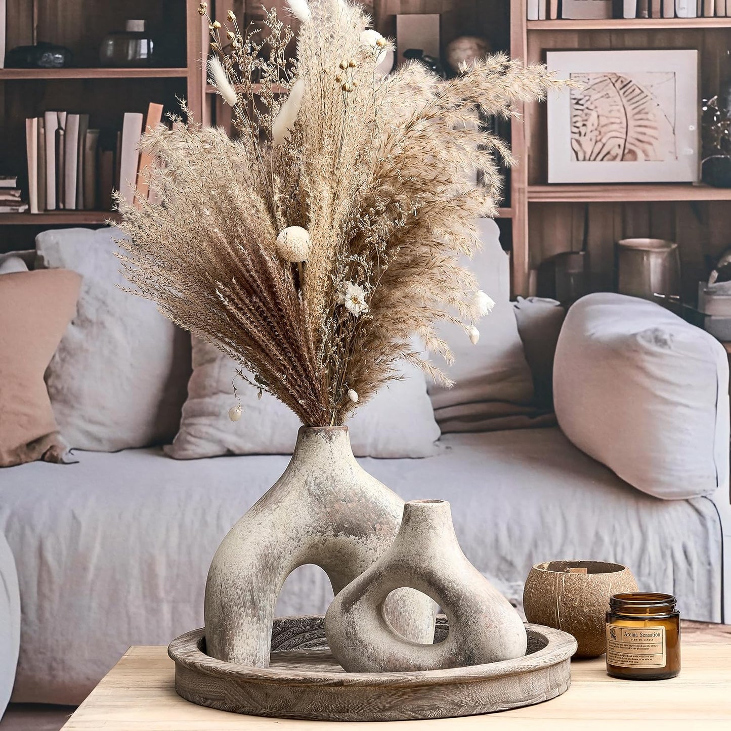 Ceramic Vase for Minimalist Bohemian Decor / Terracotta / Set of 2