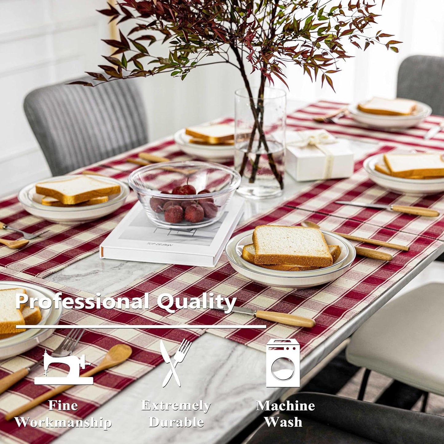 Home Brilliant Red Placemats Set of 6 Farmhouse Buffalo Plaid Table Mats Heat Resistant Dining Dinner Place Mats for