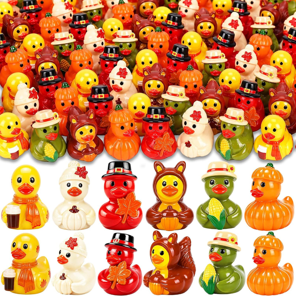 120 Pcs Fall Mini Resin Ducks Thanksgiving Miniature Tiny Figurines