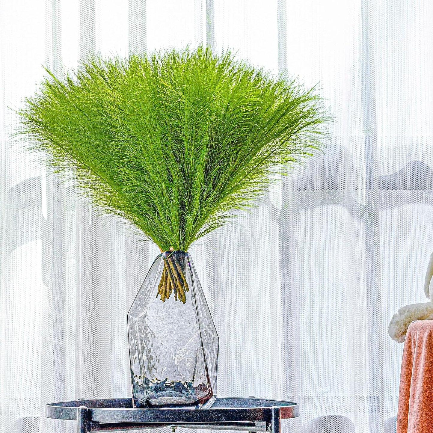 10 Stems 17.7" Artificial Pampas Grass Bouquet Small Pompas Floral Arrangement / Grass Green