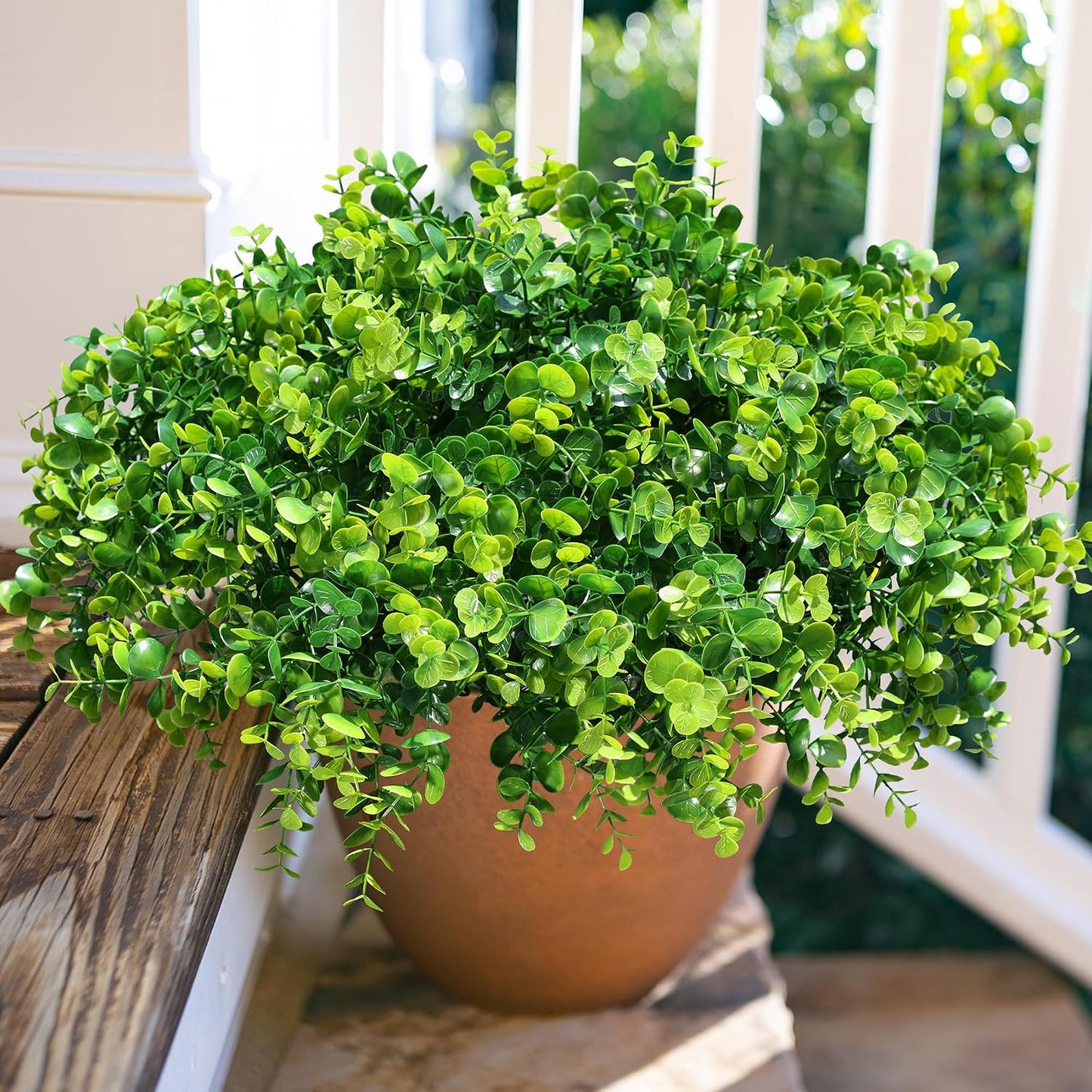 Artificial Plants / 12 Bundles Faux Eucalyptus Leaves Stems Bulk / Green Eucalyptus