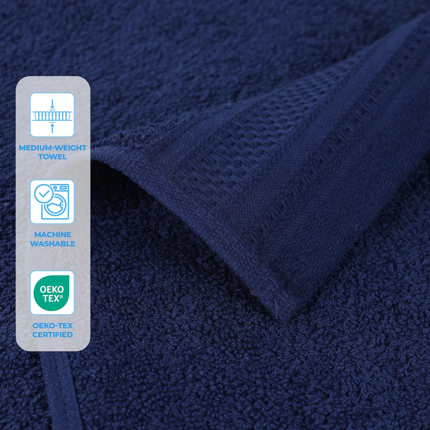 Superior Honeycomb 100% Cotton 500 GSM 12 Piece Bath Towel Set, 6 Washcloths, 4 Hand, 2 Bath Towels, Ideal for
