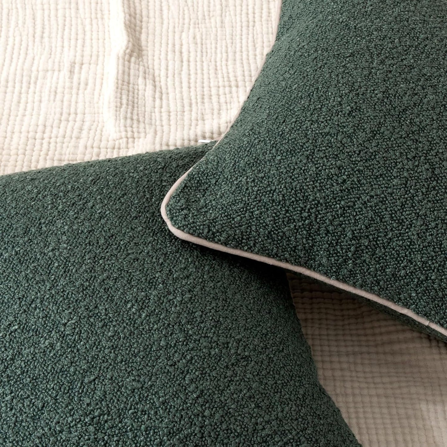 Boucle Throw Pillow Covers / Green / 18 x 18 / Set of 2