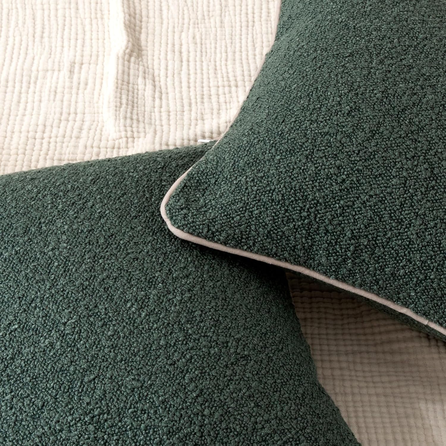 Boucle Throw Pillow Covers / Green / 18 x 18 / Set of 2