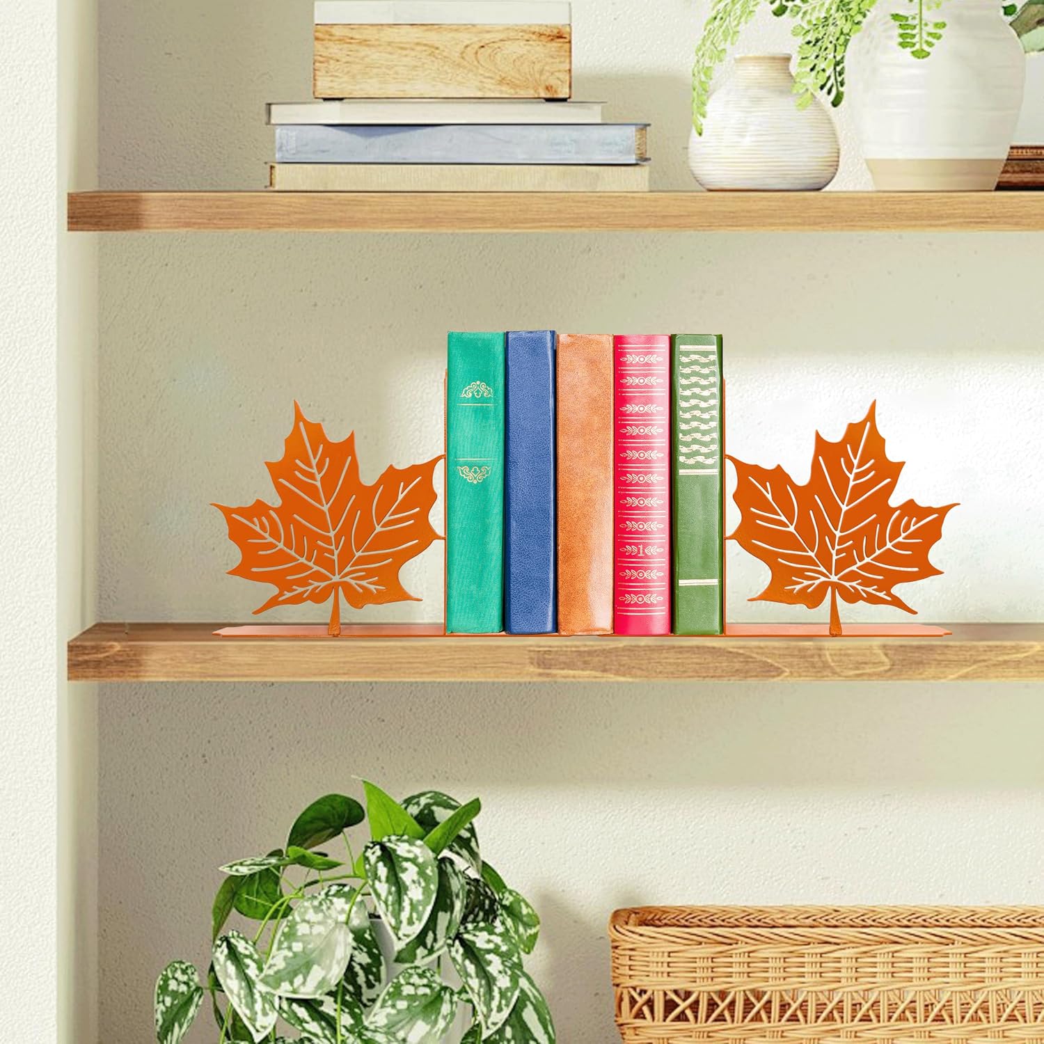 Maple Leaf Decor Bookends Leaves Decor for Fall and Unique Novelty Book Ends for Kids Flower