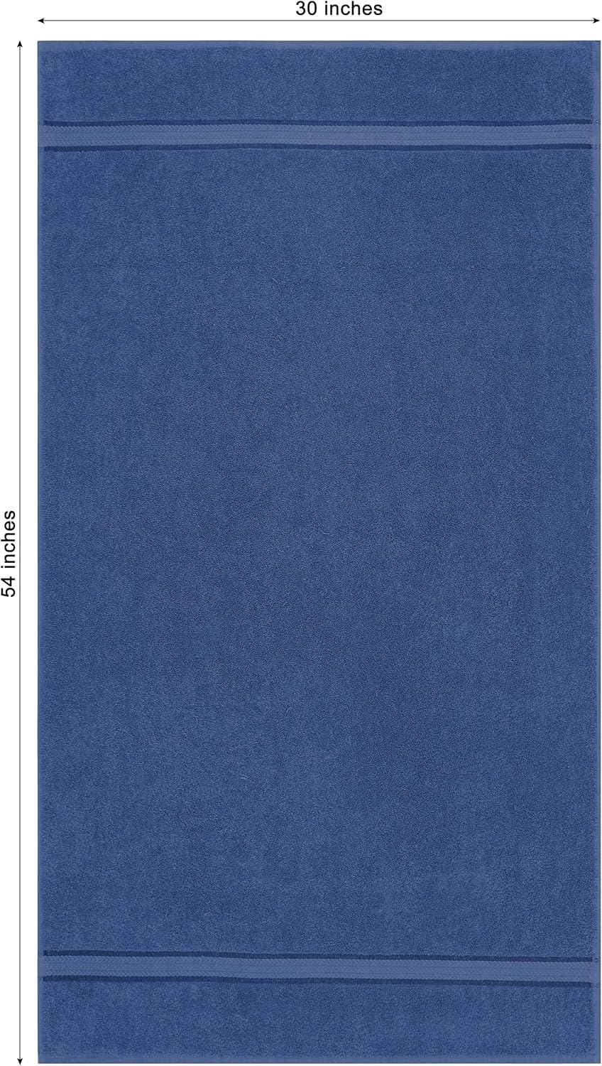 COTTON CRAFT Ultra Soft Bath Towels - 4 Pack 100% Cotton Large 30x54 inches | Oversized 580 GSM Absorbent Blue Bath