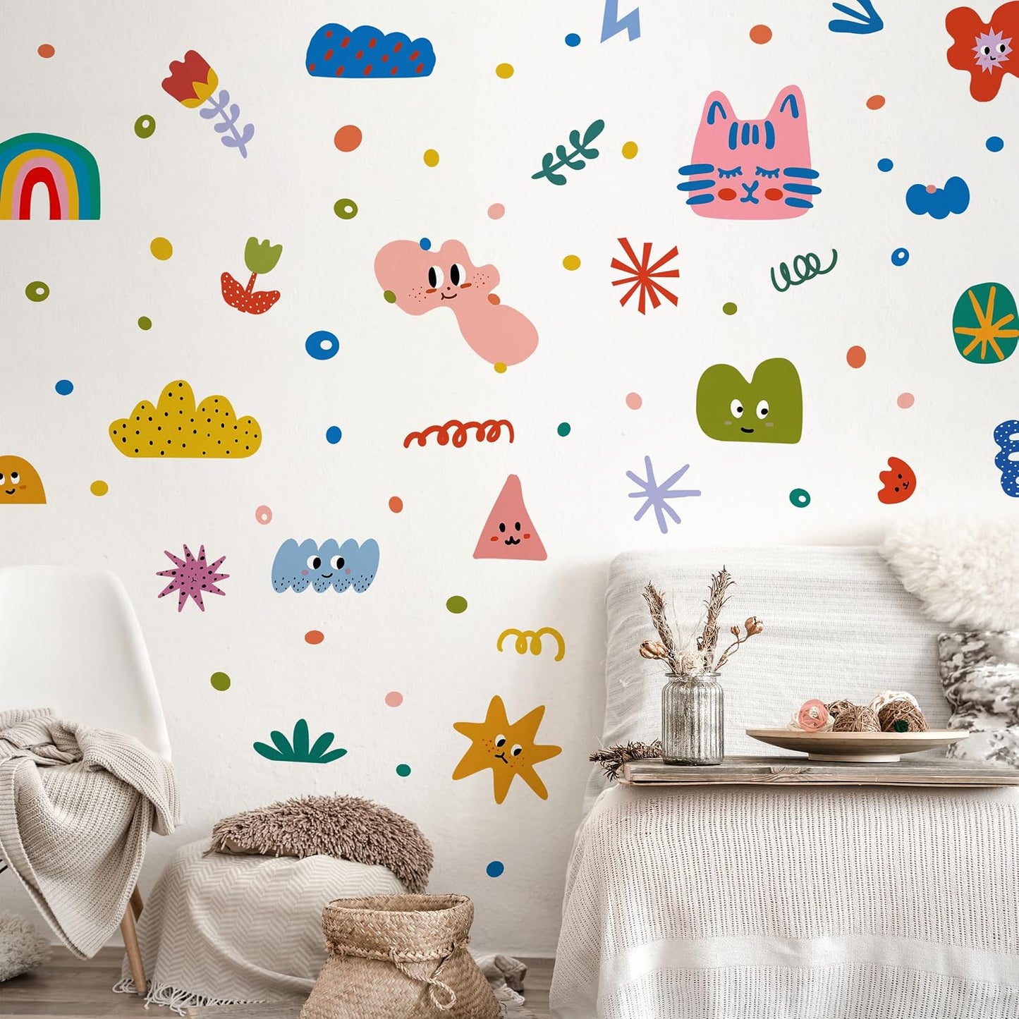 Colorful Abstract Shape Wall Decals / Smile Clouds Rainbow Irregular Wall Decals