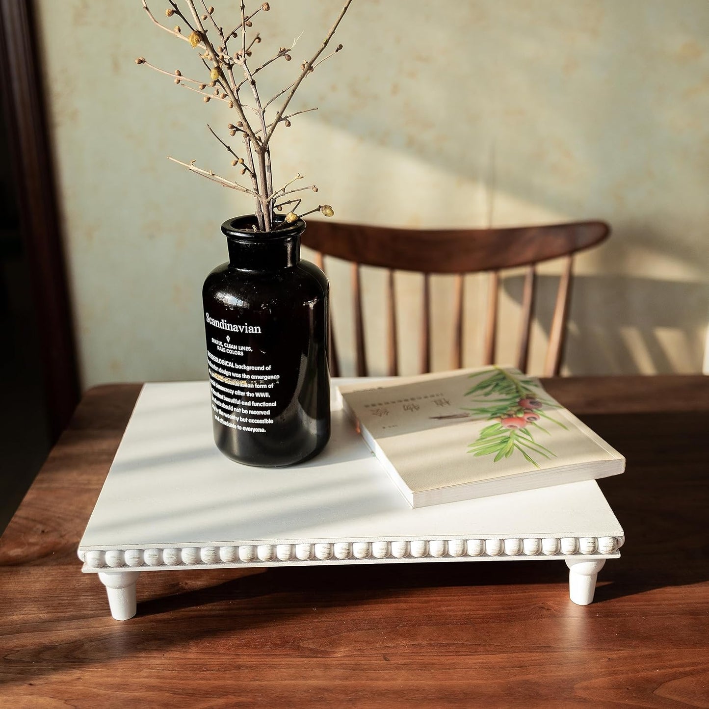 Rustic Tiered Tray Decor for Coffee Bar / White