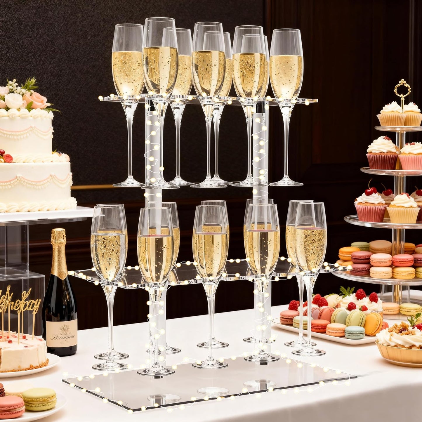Acrylic Wine Glass Stemware Rack Champagne / 2 Tier / Clear