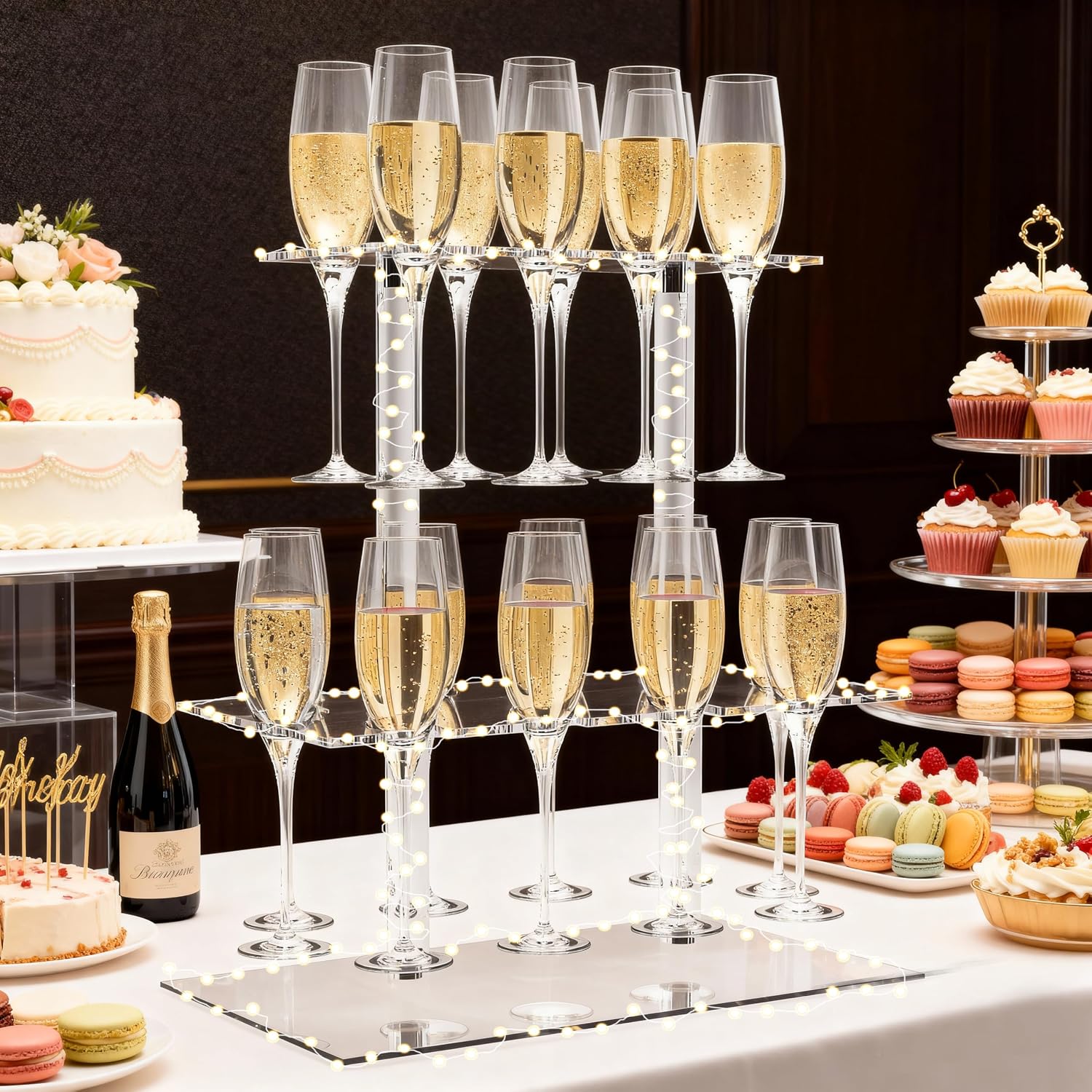 Acrylic Wine Glass Stemware Rack Champagne / 2 Tier / Clear