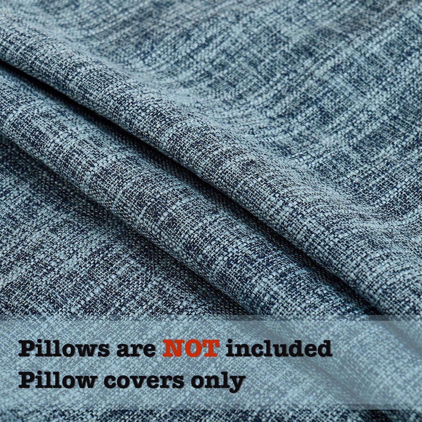 Faux Linen Decorative Pillow Coves Boho Farmhouse Throw Pillowcases / Blue / 18 x 18 / Set of 2