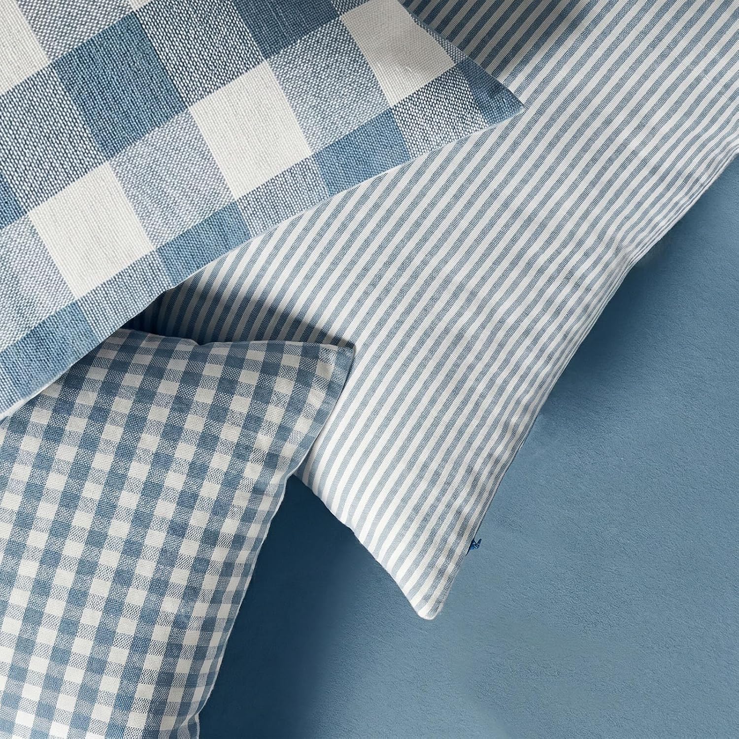 Light Blue Pillow Covers Farmhouse Plaid Throw Pillows Spring / Grey Blue / 18 x 18 / Set of 4