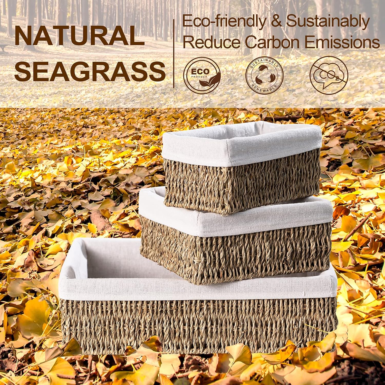 Hand-woven Nesting Wicker Baskets Set / Natural