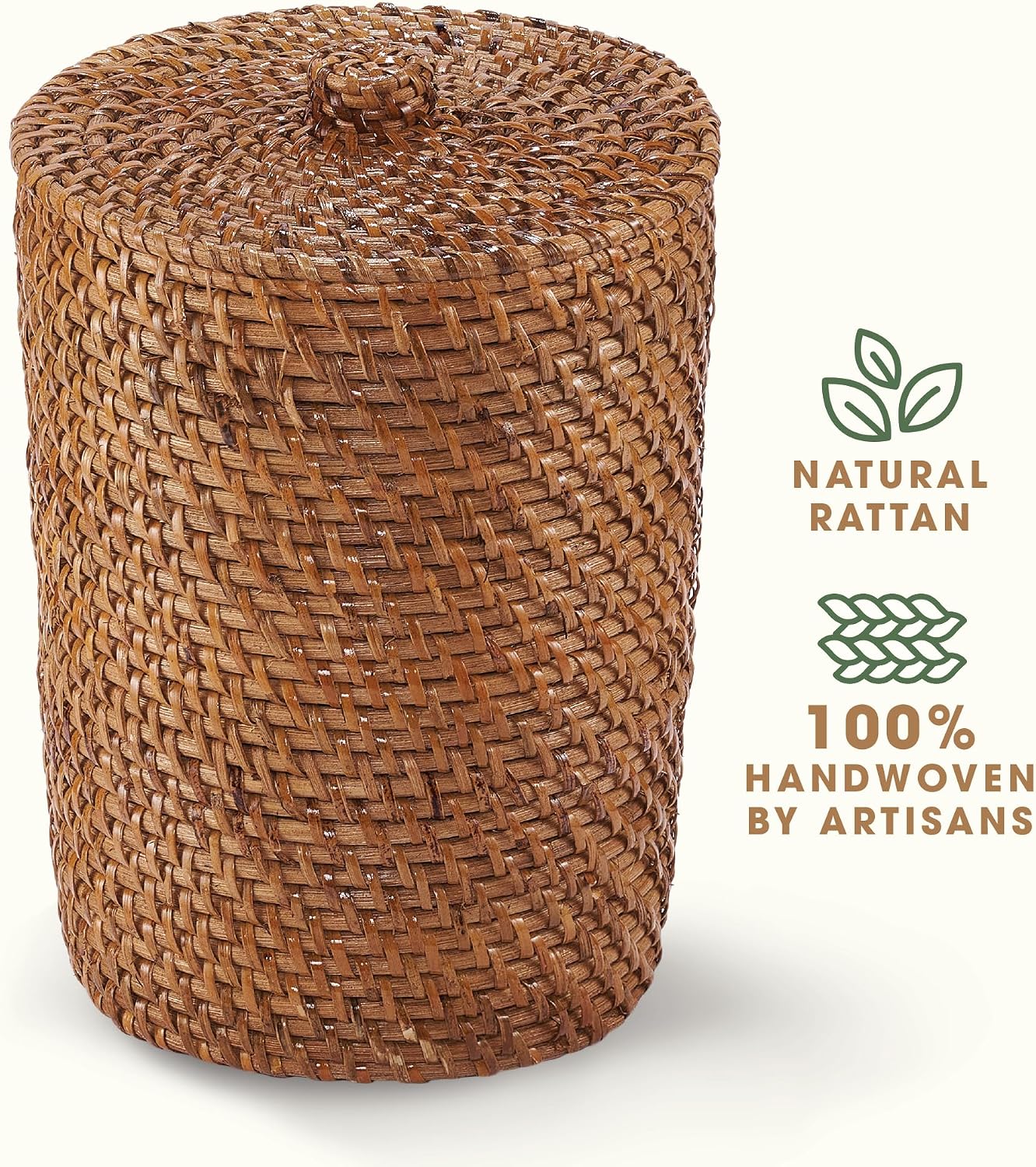 Wicker Trash Can / Brown / 2 Gallon