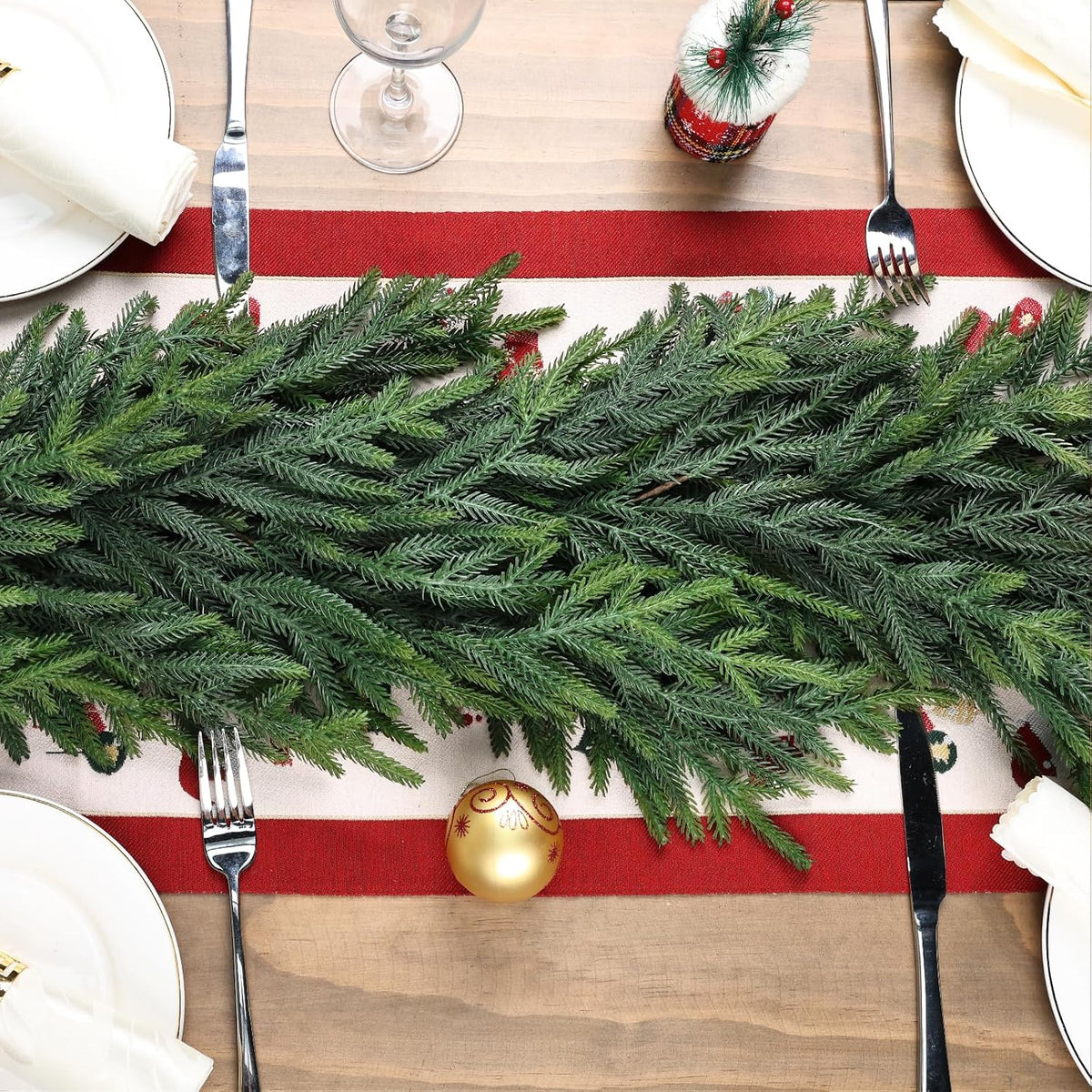 Artgar 12Ft (2 * 6ft) Christmas Pine Garland, 2 Pcs Real Touch Pine Garland | Artificial Realistic Greenery Garlands