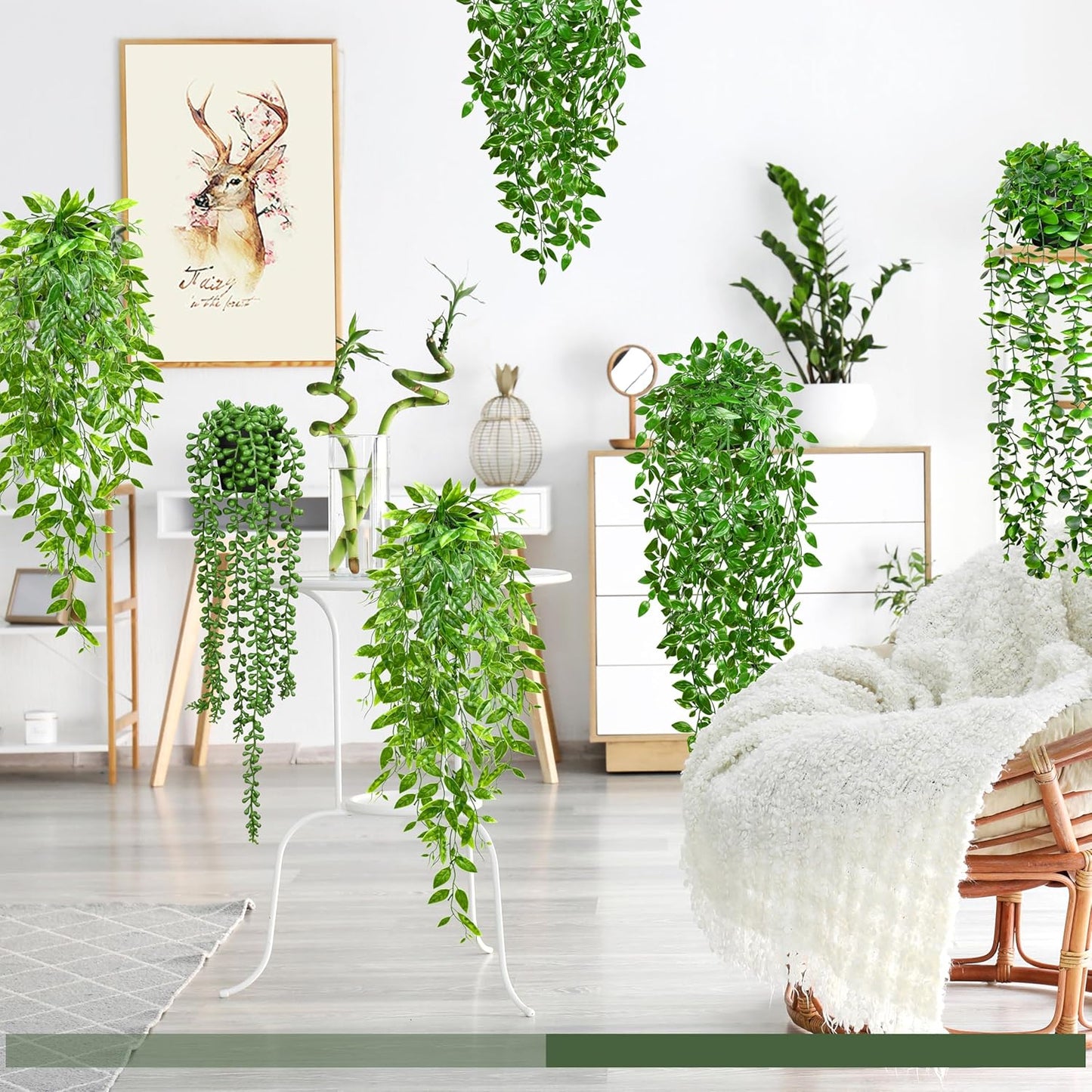 Faux Artificial Hanging Plants / Set of 4