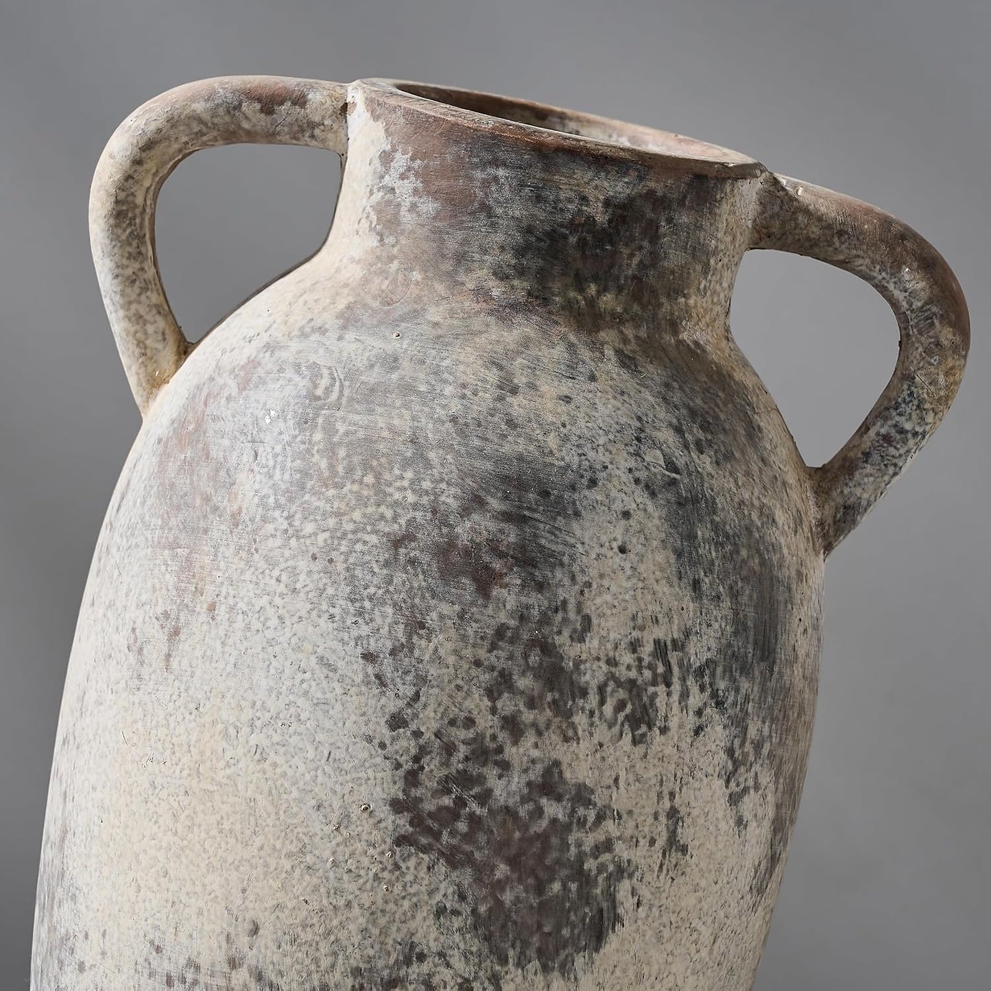 Ceramic Vase / Rustic Decorative Flower Vase / Gray / 9.84 Inch