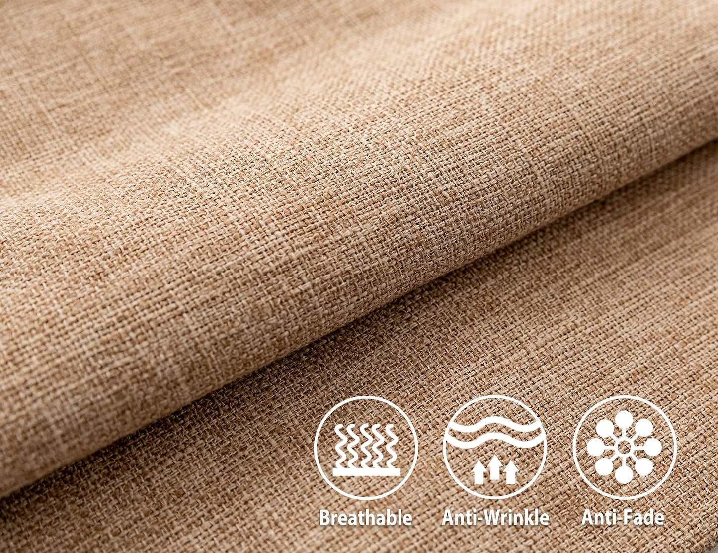Linen Throw Pillow Covers Square Solid Farmhouse Burlap Cushion / 18 x 18 / Natural Linen / Set of 2