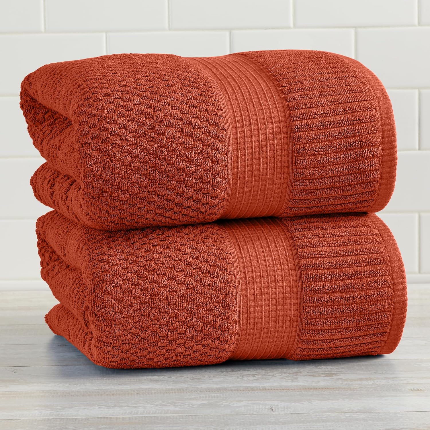 NY Loft 100% Cotton 2-Pack Oversized Bath Towel Set | Clay | Quick-Dry | Two Oversized 35" x 70" Bath Towels / Bath